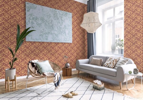 A.S. Création | Vliesová tapeta na zeď Versace 36692-7 | 0,70 x 10,05 m | červená, béžová, hnědá