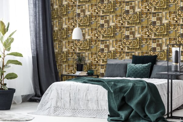 A.S. Création | Vliesová tapeta na zeď Versace 37048-3 | 0,70 x 10,05 m | černá, bílá, zlatá, šedá