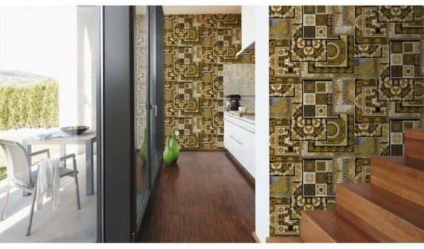 A.S. Création | Vliesová tapeta na zeď Versace 37048-3 | 0,70 x 10,05 m | černá, bílá, zlatá, šedá