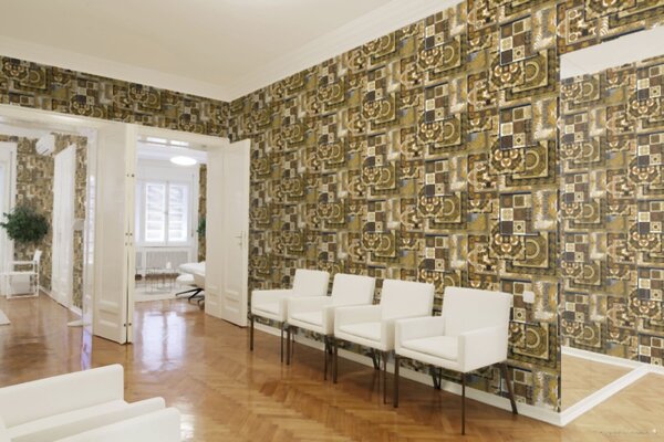 A.S. Création | Vliesová tapeta na zeď Versace 37048-3 | 0,70 x 10,05 m | černá, bílá, zlatá, šedá