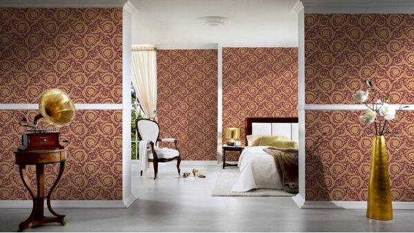 A.S. Création | Vliesová tapeta na zeď Versace 36692-7 | 0,70 x 10,05 m | červená, béžová, hnědá