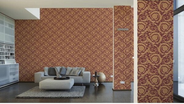 A.S. Création | Vliesová tapeta na zeď Versace 36692-7 | 0,70 x 10,05 m | červená, béžová, hnědá