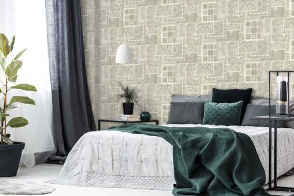 A.S. Création | Vliesová tapeta na zeď Versace 37048-5 | 0,70 x 10,05 m | bílá, šedá, metalická