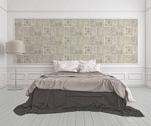 A.S. Création | Vliesová tapeta na zeď Versace 37048-5 | 0,70 x 10,05 m | bílá, šedá, metalická