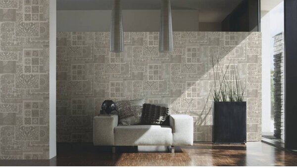 A.S. Création | Vliesová tapeta na zeď Versace 37048-5 | 0,70 x 10,05 m | bílá, šedá, metalická