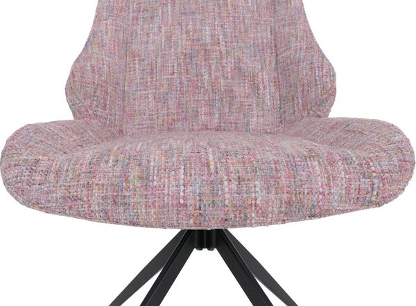Sada dvou jídelních židlí HWC-O48, kuchyňská židle, otočná s automatickým návratem, potah: textil chenille (410 g/m²), Öko-Tex, barva: růžová