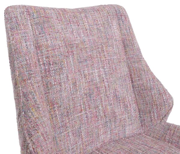 Sada dvou jídelních židlí HWC-O48, kuchyňská židle, otočná s automatickým návratem, potah: textil chenille (410 g/m²), Öko-Tex, barva: růžová
