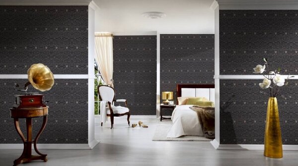 A.S. Création | Vliesová tapeta na zeď Versace 37049-4 | 0,70 x 10,05 m | černá, šedá