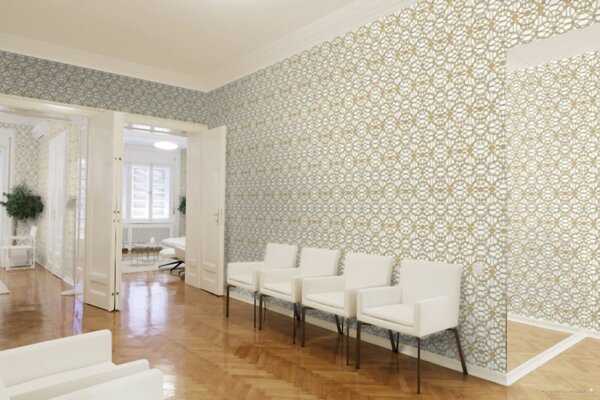 A.S. Création | Vliesová tapeta na zeď Versace 37049-2 | 0,70 x 10,05 m | bílá, šedá, metalická, zlatá