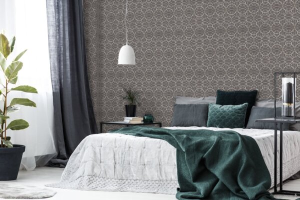 A.S. Création | Vliesová tapeta na zeď Versace 37049-5 | 0,70 x 10,05 m | hnědá, metalická, šedá