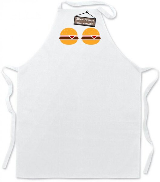 Zástěra - Moje burgery Bílá