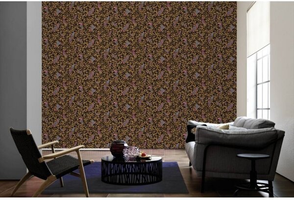 A.S. Création | Vliesová tapeta na zeď Versace 37053-1 | 0,70 x 10,05 m | černá, žlutá, hnědá