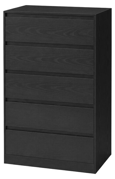 VASAGLE Komoda, úložná skříňka s 5 zásuvkami, vhodná do ložnice, rozměry 40,4 x 60,2 x 97,4 cm, moderní design, černá barva