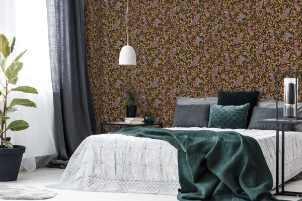 A.S. Création | Vliesová tapeta na zeď Versace 37053-1 | 0,70 x 10,05 m | černá, žlutá, hnědá