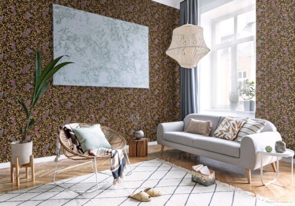 A.S. Création | Vliesová tapeta na zeď Versace 37053-1 | 0,70 x 10,05 m | černá, žlutá, hnědá