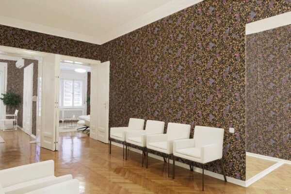 A.S. Création | Vliesová tapeta na zeď Versace 37053-1 | 0,70 x 10,05 m | černá, žlutá, hnědá