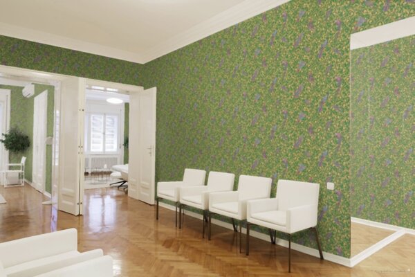 A.S. Création | Vliesová tapeta na zeď Versace 37053-3 | 0,70 x 10,05 m | zelená, žlutá, hnědá