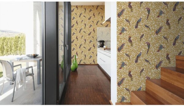 A.S. Création | Vliesová tapeta na zeď Versace 37053-2 | 0,70 x 10,05 m | žlutá, hnědá, krémová