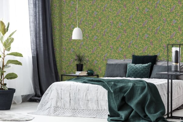 A.S. Création | Vliesová tapeta na zeď Versace 37053-3 | 0,70 x 10,05 m | zelená, žlutá, hnědá