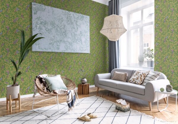 A.S. Création | Vliesová tapeta na zeď Versace 37053-3 | 0,70 x 10,05 m | zelená, žlutá, hnědá