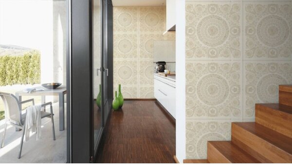 A.S. Création | Vliesová tapeta na zeď Versace 37055-1 | 0,70 x 10,05 m | zlatá, bílá, krémová