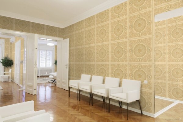 A.S. Création | Vliesová tapeta na zeď Versace 37055-4 | 0,70 x 10,05 m | zlatá, béžová