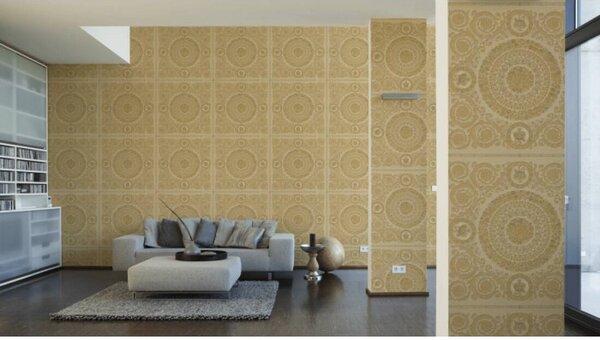 A.S. Création | Vliesová tapeta na zeď Versace 37055-4 | 0,70 x 10,05 m | zlatá, béžová