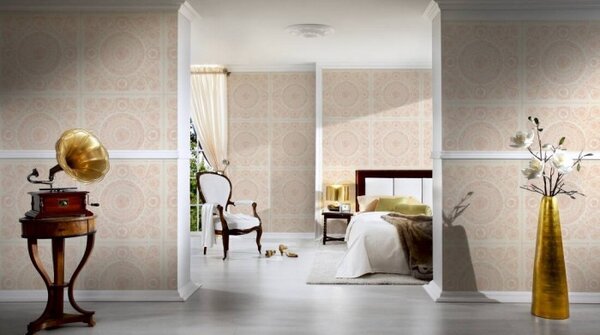 A.S. Création | Vliesová tapeta na zeď Versace 37055-6 | 0,70 x 10,05 m | růžová, bílá, krémová