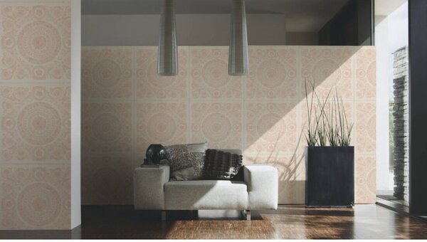 A.S. Création | Vliesová tapeta na zeď Versace 37055-6 | 0,70 x 10,05 m | růžová, bílá, krémová