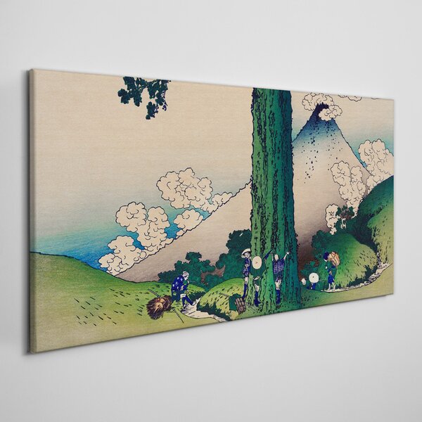 Obraz na plátně Obraz na plátně Horské strom vesničané mraky