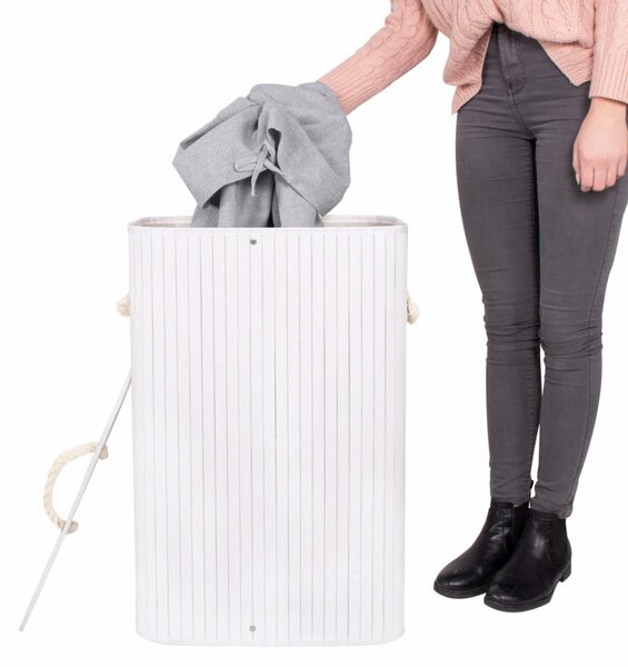 Koš na prádlo 72l SPRINGOS BAMBOO šedý