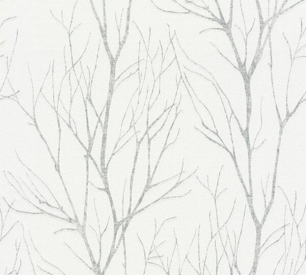 A.S. Création | Vliesová tapeta na zeď Blooming 37260-2 | 0,53 x 10,05 m | šedá, bílá, metalická