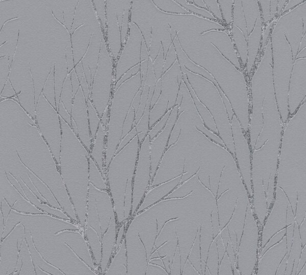 A.S. Création | Vliesová tapeta na zeď Blooming 37260-1 | 0,53 x 10,05 m | šedá, bílá, metalická