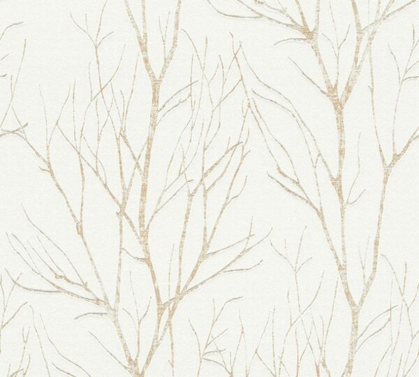 A.S. Création | Vliesová tapeta na zeď Blooming 37260-3 | 0,53 x 10,05 m | bílá, zlatá