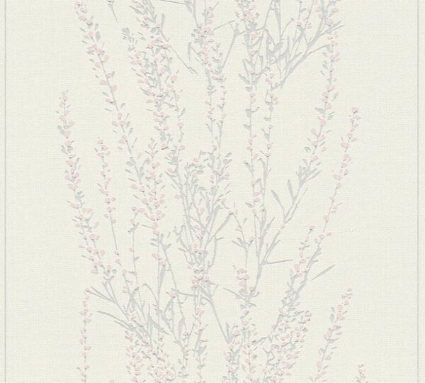 A.S. Création | Vliesová tapeta na zeď Blooming 37267-1 | 0,53 x 10,05 m | šedá, metalická, růžová, krémová