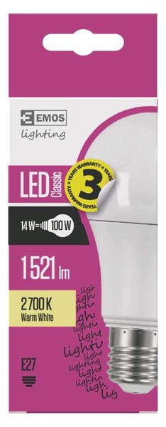 LED žárovka E27- ZQ5160, 14W, Teplá bílá 2700K, náhrada 100W žárovky (LED žárovka E27)