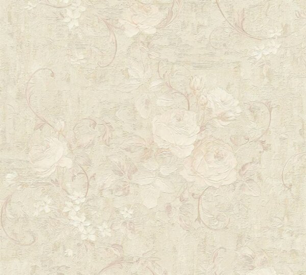 A.S. Création | Vliesová tapeta na zeď Romantico 37224-4 | 0,53 x 10,05 m | béžová, krémová