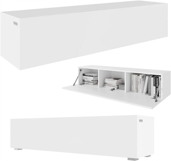 TV stolek KIRA 140 cm, závěsný nebo stojací, bílý mat
