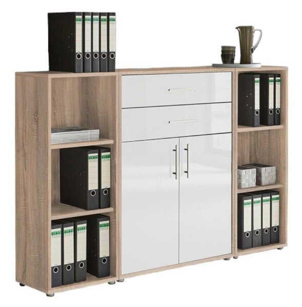 SKŘÍŇ NA ŠANONY, Sonoma dub, vysoce lesklá bílá, 172,6/113,6/33 cm MID.YOU - Online Only kancelářský nábytek, Online Only