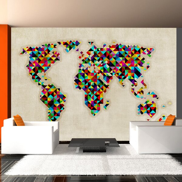 Fototapeta - Mapa světa - kaleidoskop barev 200x154 + zdarma lepidlo