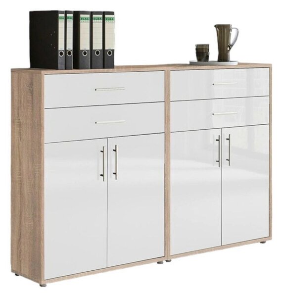 SKŘÍŇ NA ŠANONY, Sonoma dub, vysoce lesklá bílá, 168,8/113,6/33 cm MID.YOU - Online Only kancelářský nábytek, Online Only