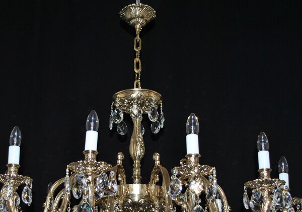12-ti ramenné stylové závěsné svítidlo z odlévané mosazi 16438-12-A1