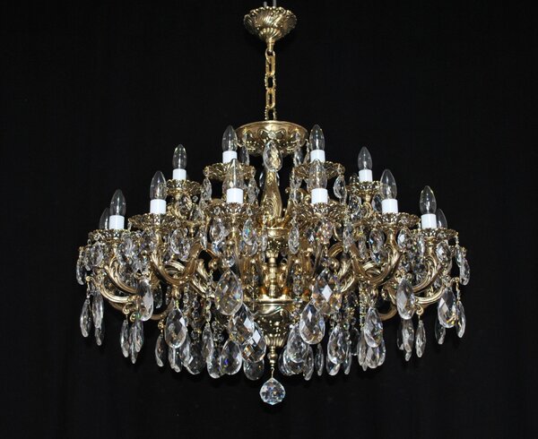 18 Arms Cast brass chandelier with crystal almonds 16432-18-V