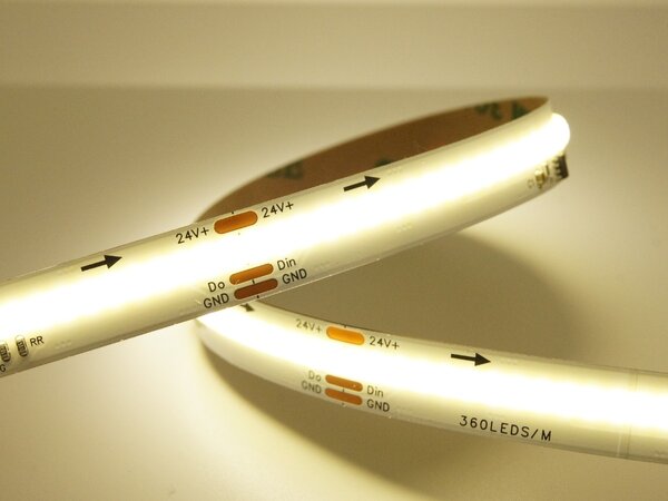 Digitální LED pásek COB, 11W/m, 24V, IP20, 360LED/m Barva světla: Teplá bílá, 2700K