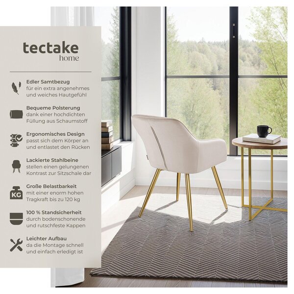 Tectake® Jídelní židle Marilyn čalouněná, sametový vzhled 58 x 62 x 82 cm