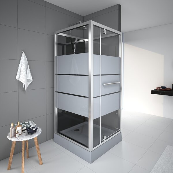 Kompletní sprcha MARWELL Kompletní sprcha Dusy 90 x 90 x 225 cm - kompletní sada včetně sprchové vaničky a baterie - kulatá sprcha s předním vstupem