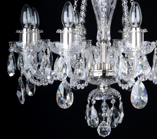 DBK GLASS 8-ramenný klasický křišťálový lustr z ručně broušeného křišťálového skla 1710-8-NK