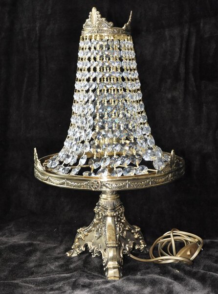 Štrasová stylová křišťálová lampa na stůl z odlévané mosazi 36460-1
