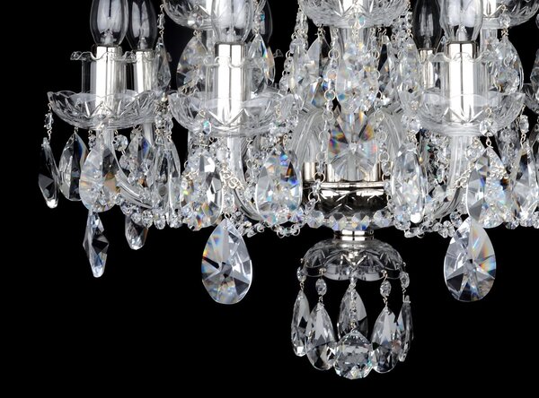 DBK GLASS 12-ti ramenné závěsné svítidlo z ručně broušeného křišťálového skla 1710-8+4-NK