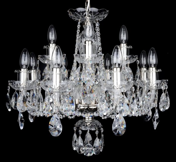 DBK GLASS 12-ti ramenné závěsné svítidlo z ručně broušeného křišťálového skla 1710-8+4-NK